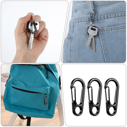 20 Pcs Mini Carabiner Clip, 1.2 Inch Tiny Spring Snap Hook Keychains, Black Mini Carabiner for Outdoor Hiking Fishing Camping Backpack Accessories