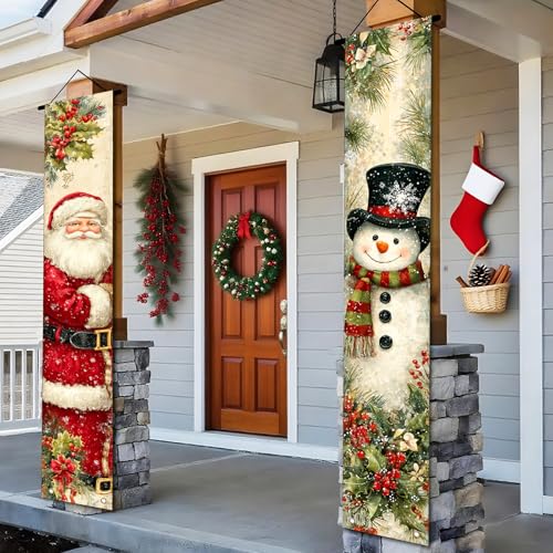 Nuxovilar Merry Christmas Door Cover Banner 2Pcs 71x12In Polyester