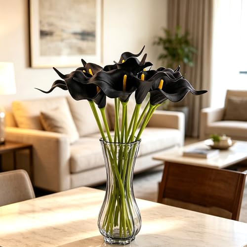 YOOHUA 13PCS Black Artificial Calla Lily Flowers for Decor