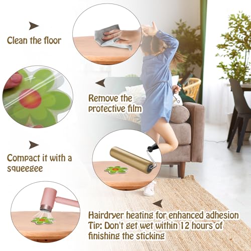 10 Non-Slip Bathtub Stickers - Adhesive Floral Decals for Safety