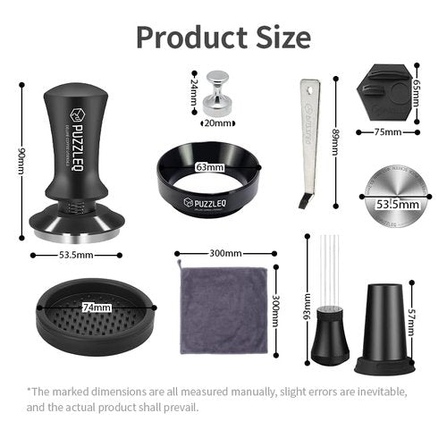 54mm Espresso Accessories Kit, Spring Loaded Calibrated Tamper,mat，WDT Tool，Dosing Funnel，Puck Screen kit，Basket Removal Tool ，Cleaning ClothSet,Fits 54mm Breville Espresso Coffee Machines (54MM)
