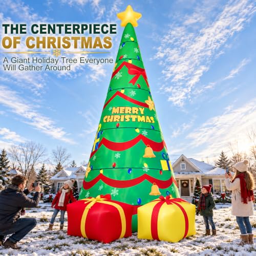 20 FT Giant Inflatable Christmas Tree with Rotating Lights for Outdoor Yard Decor