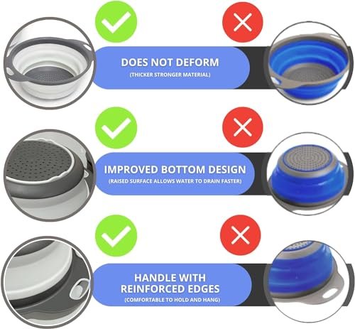 White Silicone Collapsible Colander - 1PC Small Kitchen Strainer