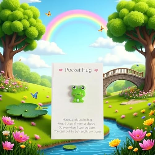 Pocket Hug Frog Token with Encouragement Greeting Card