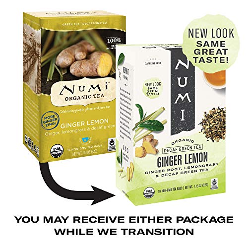 Numi Organic Decaf Green Tea with Ginger Lemon - 16 Pack of 3 (48 Bags)
