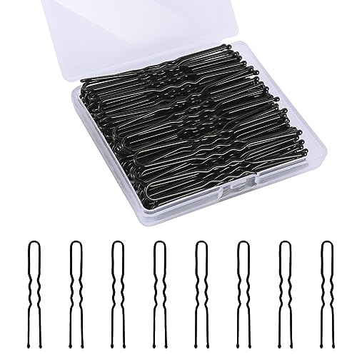 DySaLic 100PCS U Shaped Hair Pins 2.4 Inch Black Bun Pins with Storage Box