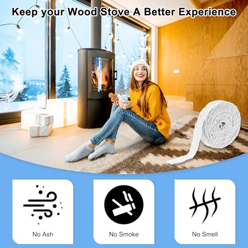 M METERXITY 1in x 157.5in Fiberglass Stove Gasket Seal Rope for Fireplace & Wood Stoves