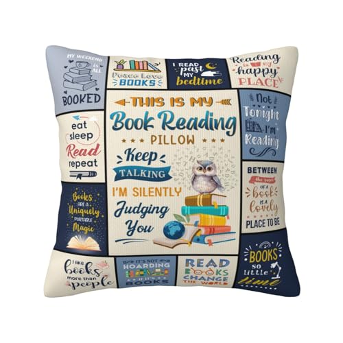 Book Lovers Pillow Cover 18x18 Inches - Perfect Gift for Readers