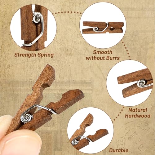 150 PCS Mini Natural Wooden Clothespins - Rustic Brown Craft Clips