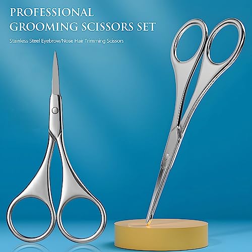 Kootinn 2-Piece Facial Hair Grooming Scissors Set with Safety Tips