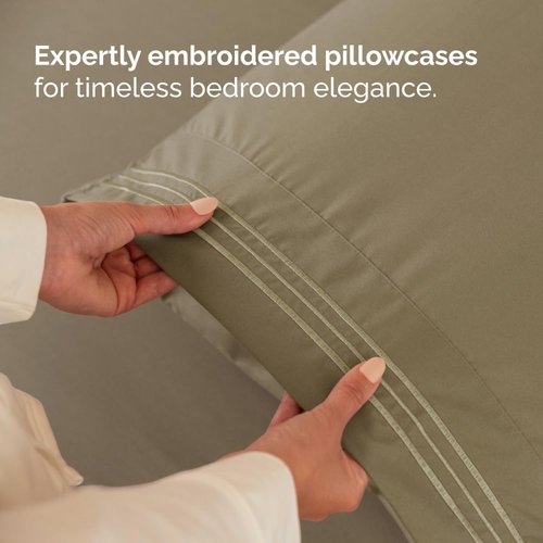 Full XL Bed Sheet Set by Hotel Luxury | Soft, Breathable & Cooling 4-Piece Bedding - Khaki