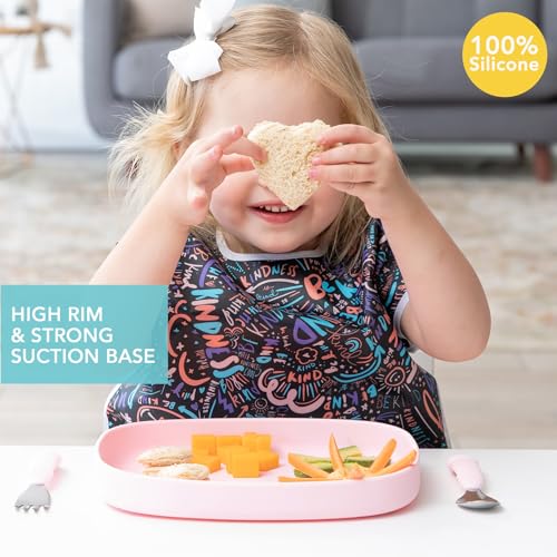 Bumkins Silicone Grip Suction Plate for Toddlers - Pink