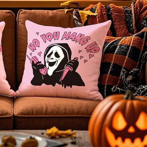 Funny Pink Ghost Pillow Cover - 18x18 Inch Halloween Decor