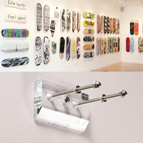 2 Pack Skateboard Wall Mount with Installation Screws Skateboard Display Mount Skateboard Hanger for Safely Store and Display Your skis Snowboards Scooters longboards and More