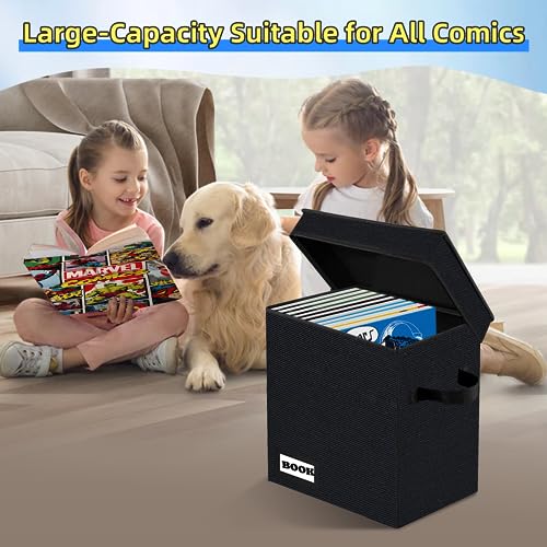 YNSZAS Comic Book Storage Box - Collapsible, Heavy Duty, Holds 160-180 Comics