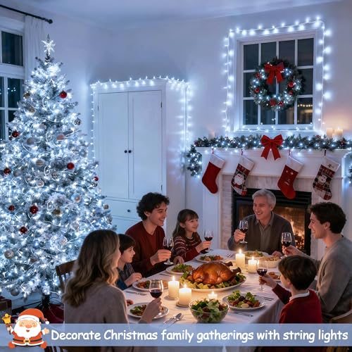 Indoor Outdoor 66ft 200 LED White Christmas String Lights - Plug in