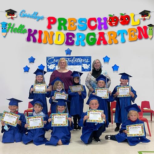 Preschool Graduation Banner Goodbye Preschool Hello Kindergarten Party Decor