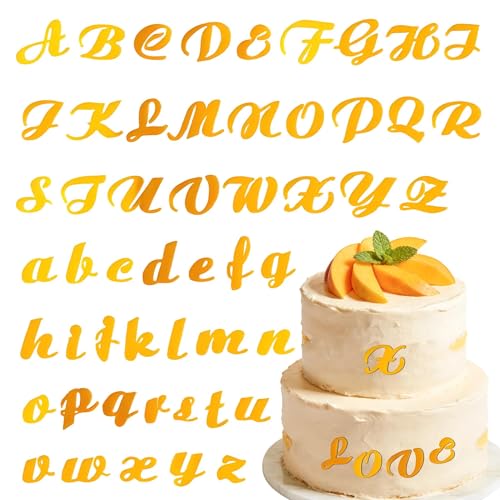 Gold Acrylic A-Z Cake Decorations Set - 64-Piece Letters & Numbers