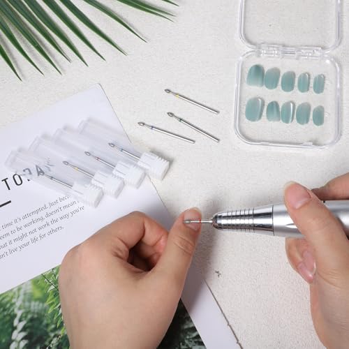 Diamond Flame Cuticle Nail Drill Bits - 8 Pcs 3/32" with Dust Cover