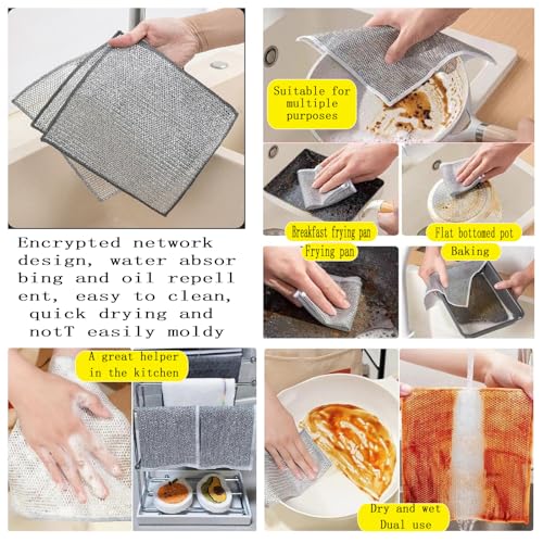 Scratch-Free Metal Wire Dishwashing Cloths - 10 Pack
