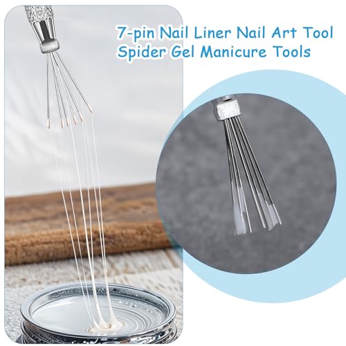 MBAIYO 4 Pcs 7 Pin Nail Liner Art Brush Stainless Steel Stripe Lines