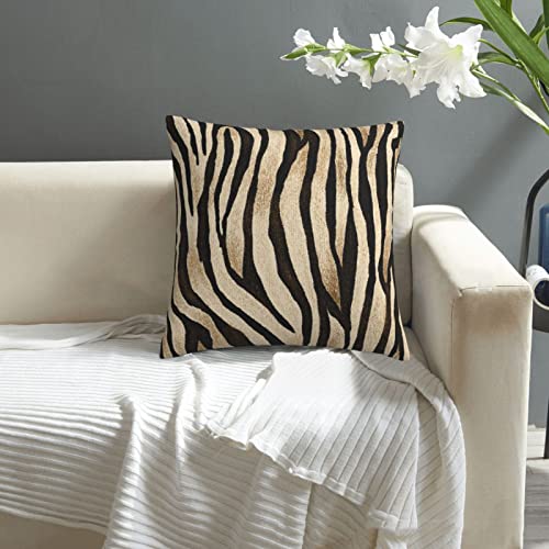 Tiger Print Throw Pillow Cover - Black & Gold 18x18 Inch