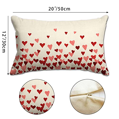 Valentine's Day 12x20 Pink Heart Love Pattern Pillow Cover