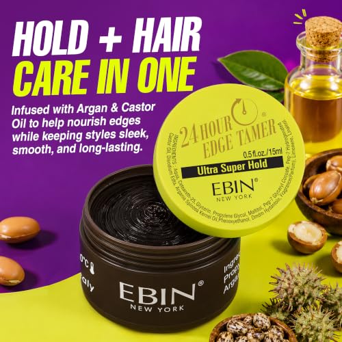 EBIN NEW YORK 24 Hour Edge Tamer Ultra Super Hold Gel, 0.5 Fl Oz