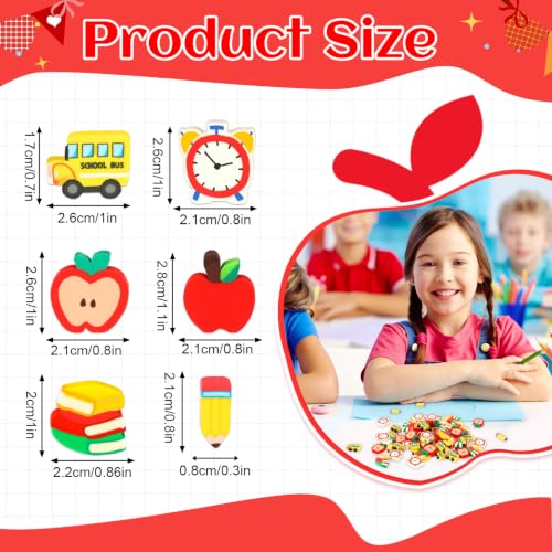 80Pcs Back to School Polymer Clay Charms - Decorative Ornaments