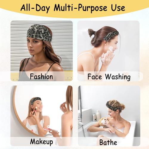 Dancepanda Leopard Print Elastic Headband for Women Soft Non-Slip Hair Band