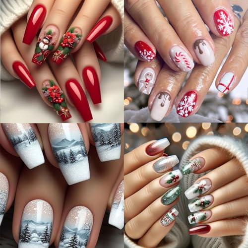 Christmas Snowman 3D Self-Adhesive Nail Art Decals - 6 Sheets