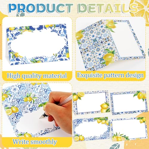 48 Pcs Capri Lemon Place Cards, Amalfi Coast Party Table Name Labels