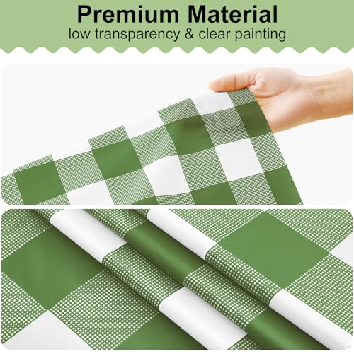 3-Pack Sage Green Checkered Disposable Tablecloths - 54x108 Inch Waterproof Plastic Covers for Parties & Picnics