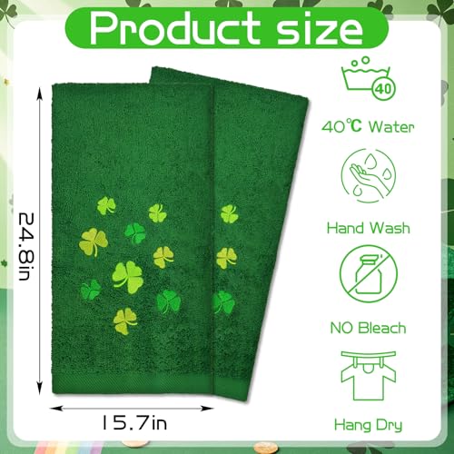 St. Patrick's Day Hand Towels Set - 2 Cotton Shamrock Towels