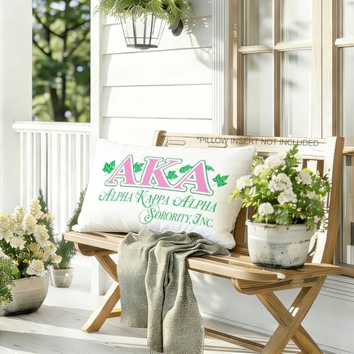 AKA Sorority Lumbar Pillow Cover - Green Ivy Leaf Print, 12x20