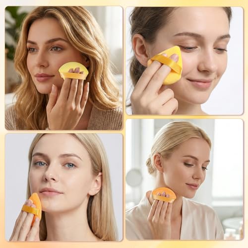 Pimoys Powder Puffs 6-Pack Soft Velour Triangle Makeup Sponges Orange