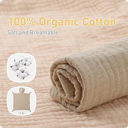 Knirose Soft Muslin Cotton Lion Lovey Blanket for Newborns