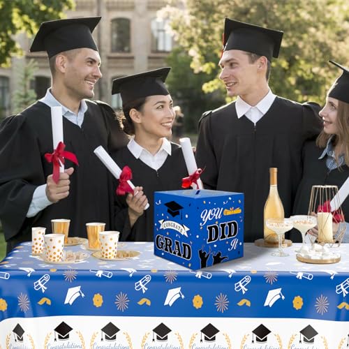 Graduation Card Box 2026 - Foldable Blue & Black Card Holder