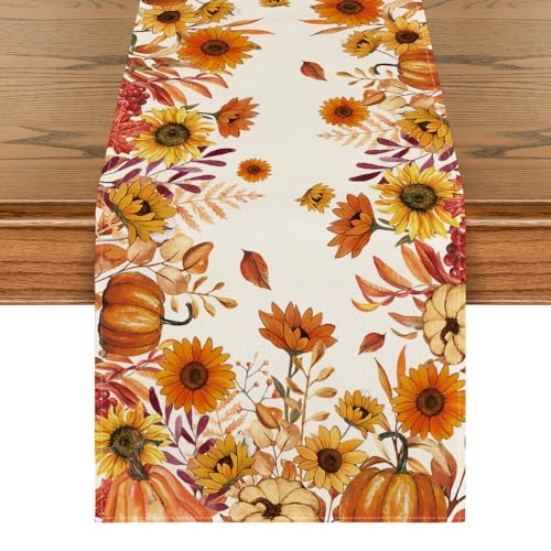 Fall Table Runner 13x120 Inch Polyester Home Party Decor - Orange
