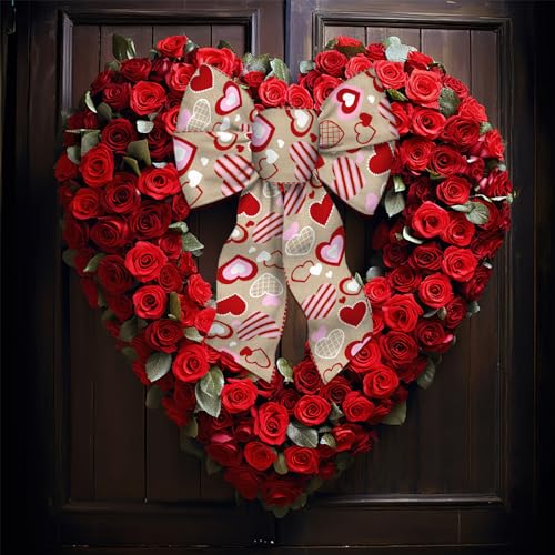 Valentine's Day Burlap Wreath Bows - 2 PCS Love Heart Decor