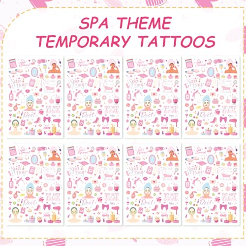 Spa Temporary Tattoos Pink Slumber Party Favors 8 Sheets