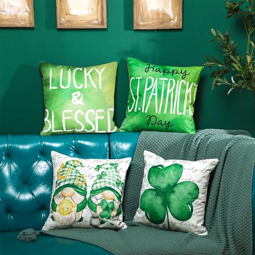 Ramede 18x18 Double-Sided Pillow Covers - Set of 4 for St. Patrick's Day & Valentine's Day