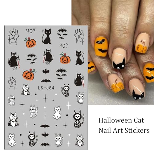 Mdscve Halloween 3D Self-Adhesive Nail Art Decals Pumpkin Ghost Sheets
