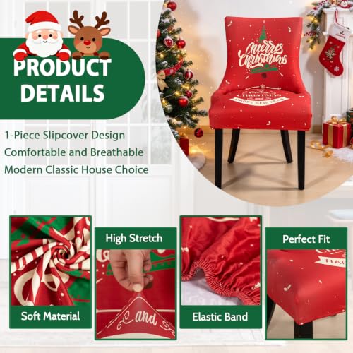 Christmas Wingback Dining Chair Cover 2 Pcs Slipcover Accent Chair Protectors