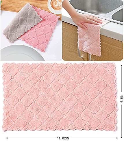 SAOYOAS 10 Pack Microfiber Kitchen Towels - Super Absorbent Coral Velvet