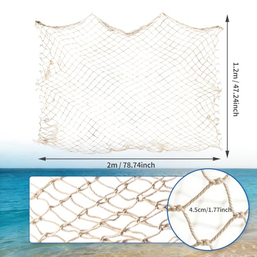 Natural Cotton Decorative Fishing Net, 4x6.6 Ft Nautical Wall Backdrop