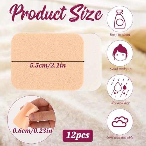 Sliverdew 12 Pcs Square Makeup Sponges Latex Foundation Puffs for Liquid Cream