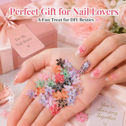 BIDEX 100 Pcs 3D Hawaii Flower Nail Charms Resin Floral Art Accessories