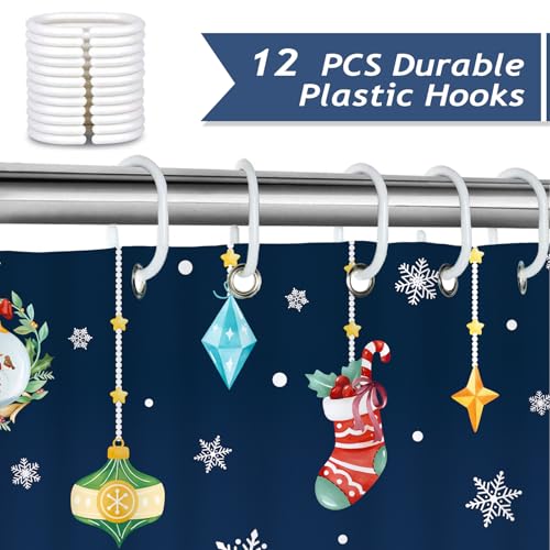 Bonhause Christmas Shower Curtain - Cute Santa & Friends, 72x72