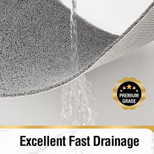 HITSLAM Non-Slip Shower Mat with Center Drain Hole, 24x16 Inch
